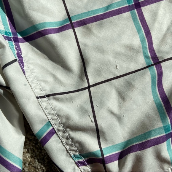 Fox Men’s Board Shorts White Blue Plaid Print - Picture 3 of 5